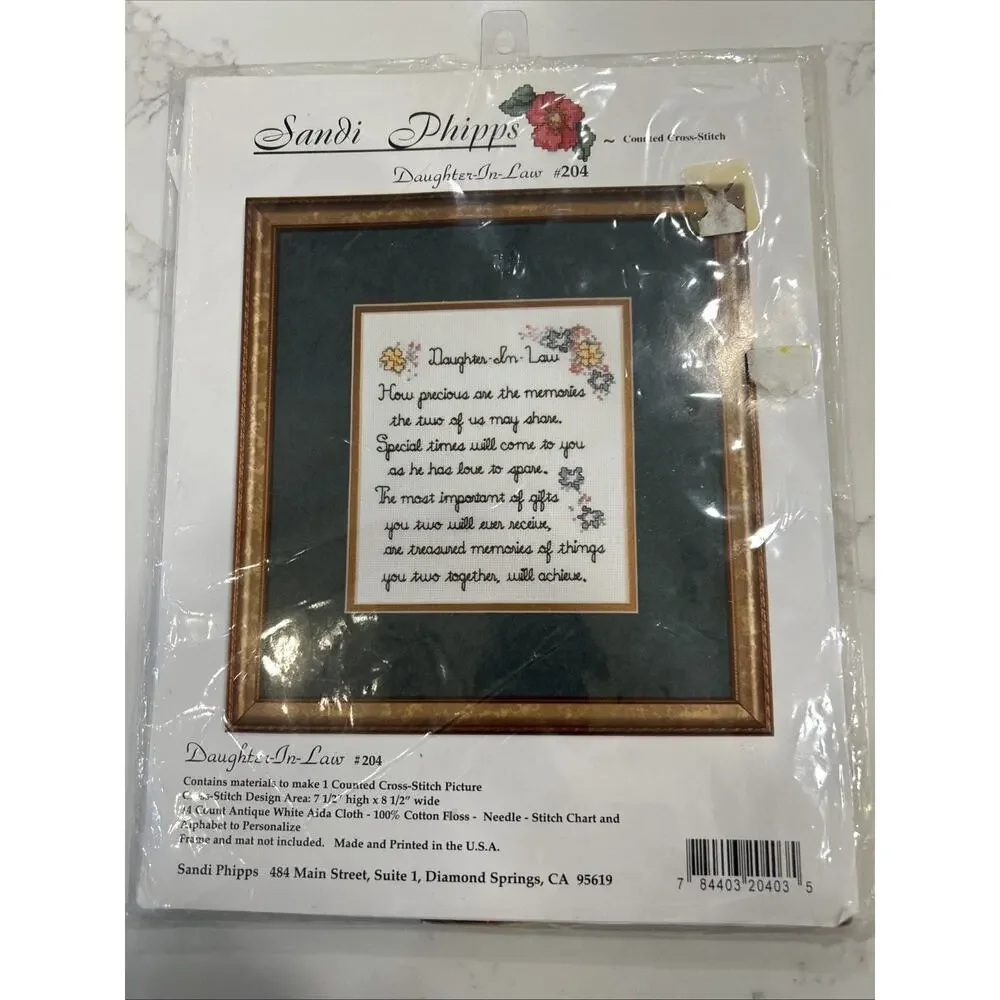 Vtg Daughter in Law Counted Cross Stitch Kit‎ Sandi Phipps 2001 Mat Included USA